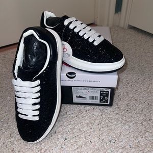 Black glitter platform sneakers; water proof; never worn